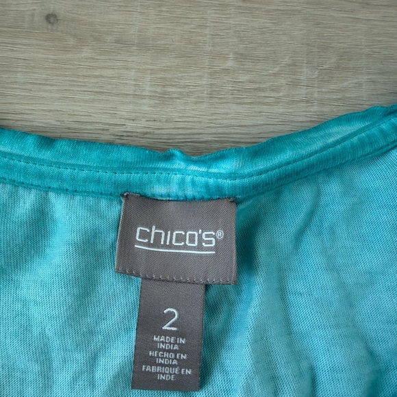 Chico’s size 2 women’s blue/teal blouse resortwear business casual - Picture 2 of 4